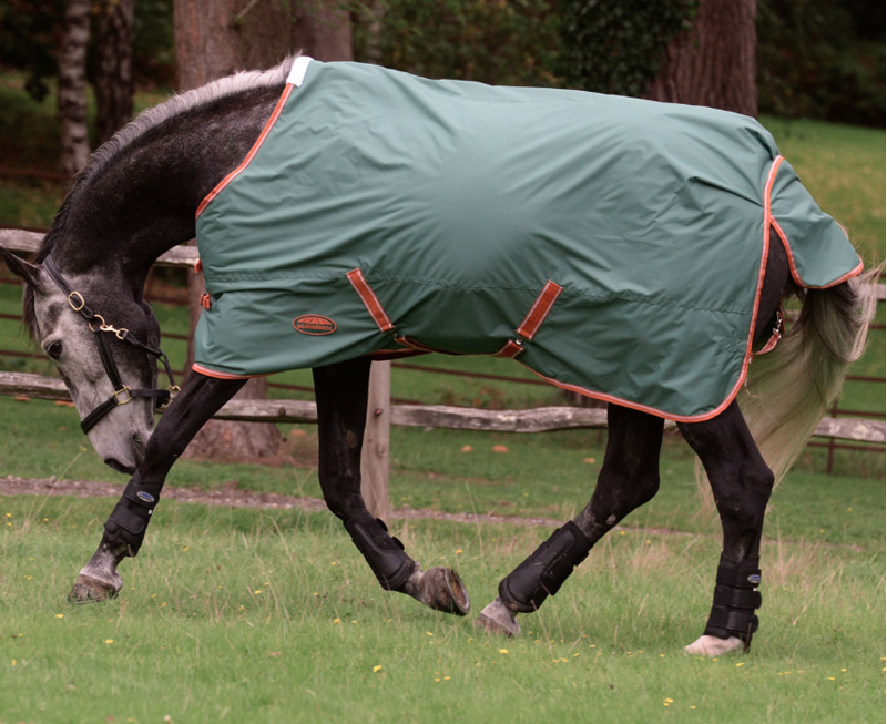 Weatherbeeta Comfitec Tyro Standard Neck Turnout 200G Green/Burnt Orange/White-1